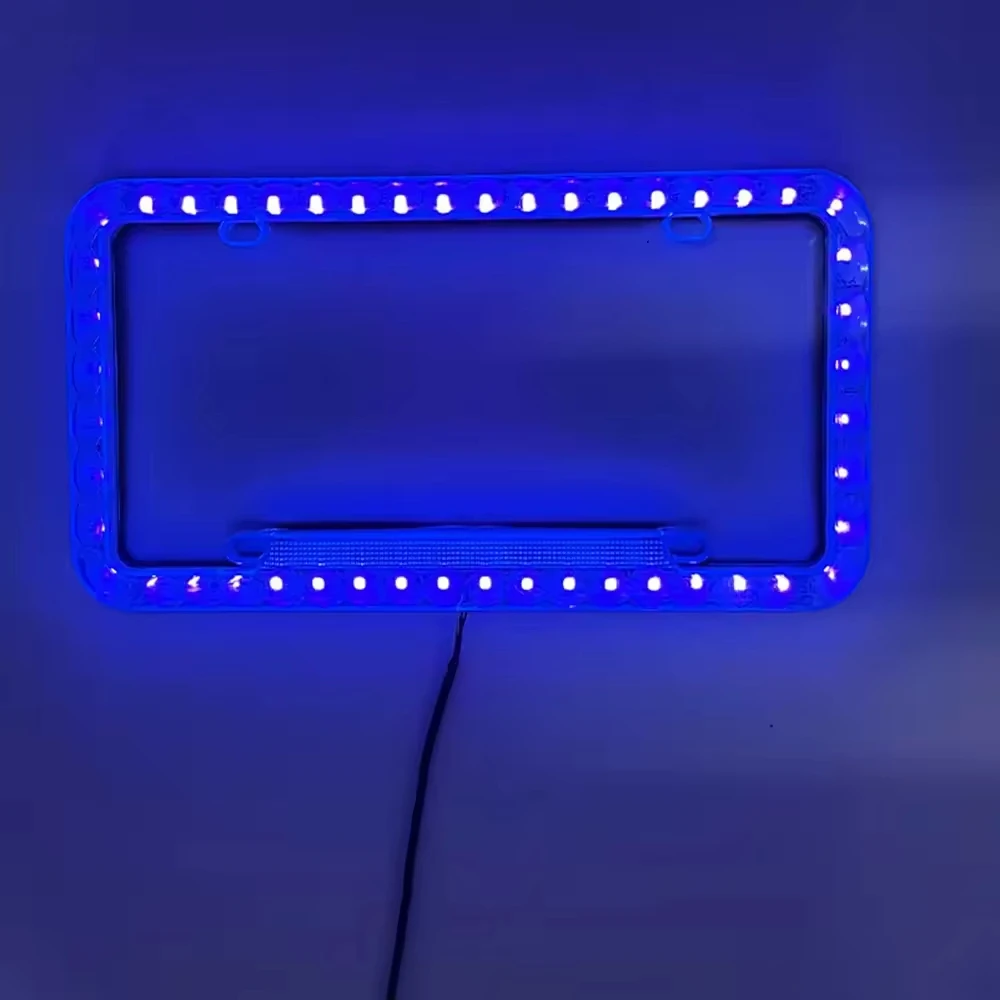 JDM License Plate Frame Auto 12V 54 LED Color Light Acrylic License Plate Cover