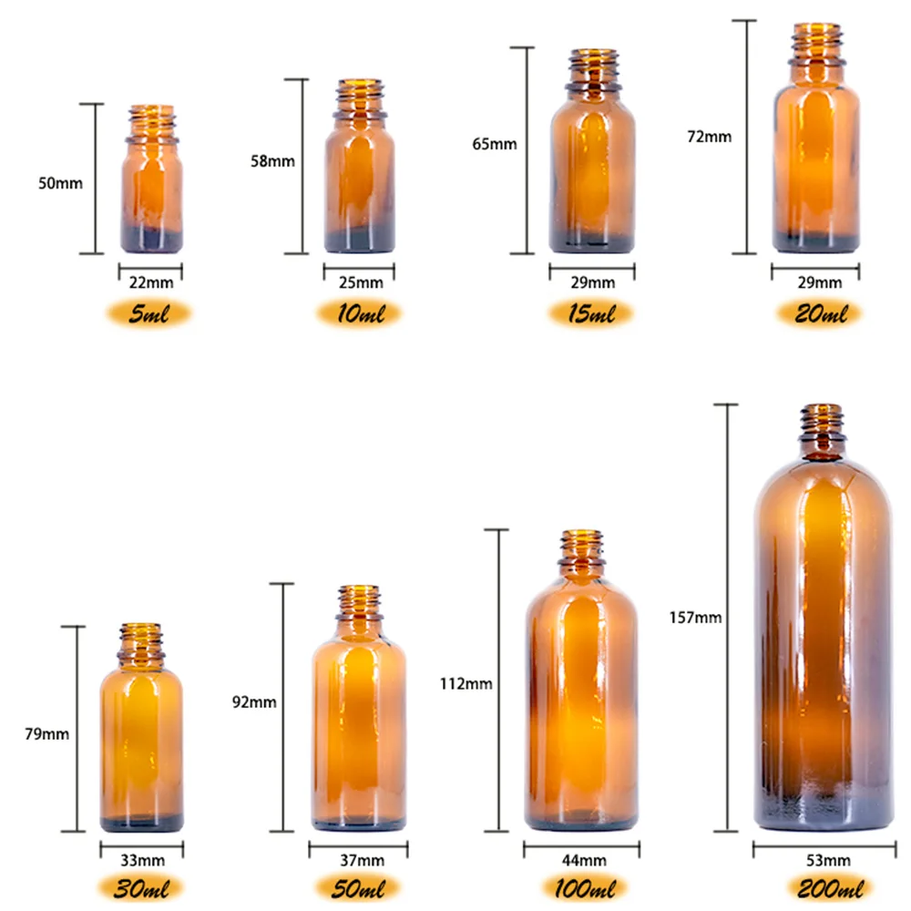 Dropper Bottles with Scale 5ml-100ml Reagent Eye Drop Amber Glass