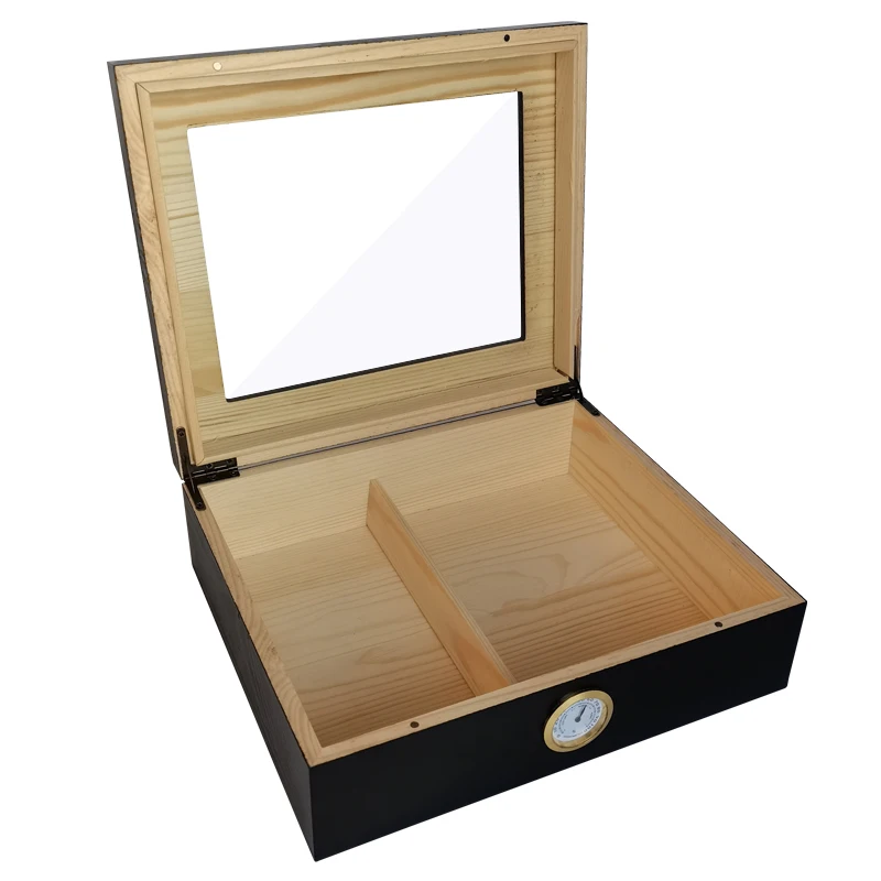 Vanace Custom Logo Black Spanish Cedar Cigar Cases
