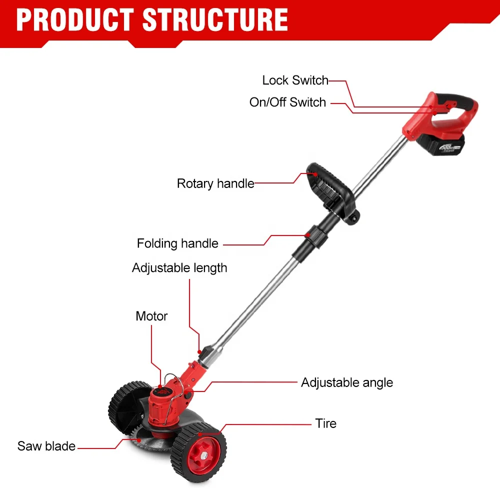Decespugliatore Elettrico Senza Fili, 21 V, Taglio Bordo Con Decespugliatore Elettrico Senza Fili, 21 V, Taglio Bordo Con