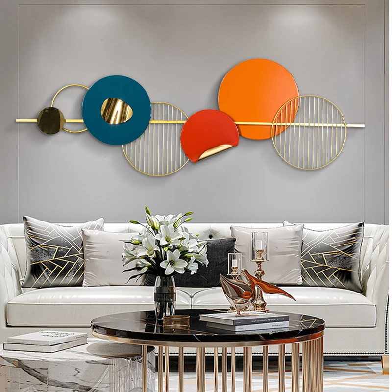 Home Indoor Multicolor Round Metal Decorative Horizontal Pendant Wall  Hanging Decor Art For Tv Background Home Decorations - Buy Wall  Decoration,New Style Metal Wall Stickers Coloful 3d Metal Wall