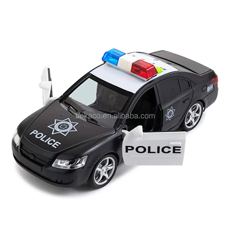 Friction Powered Police Car 1:16 Kids Plastic Toy Rescue Emergency Cop Vehicle. 
