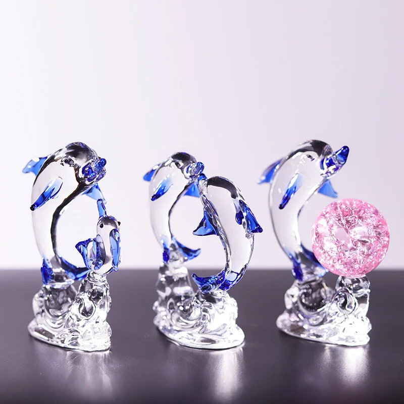 Nouveau produit, exquis et réaliste, décoration de bureau pour chambre ou salon, modèle de dauphin en verre cristal