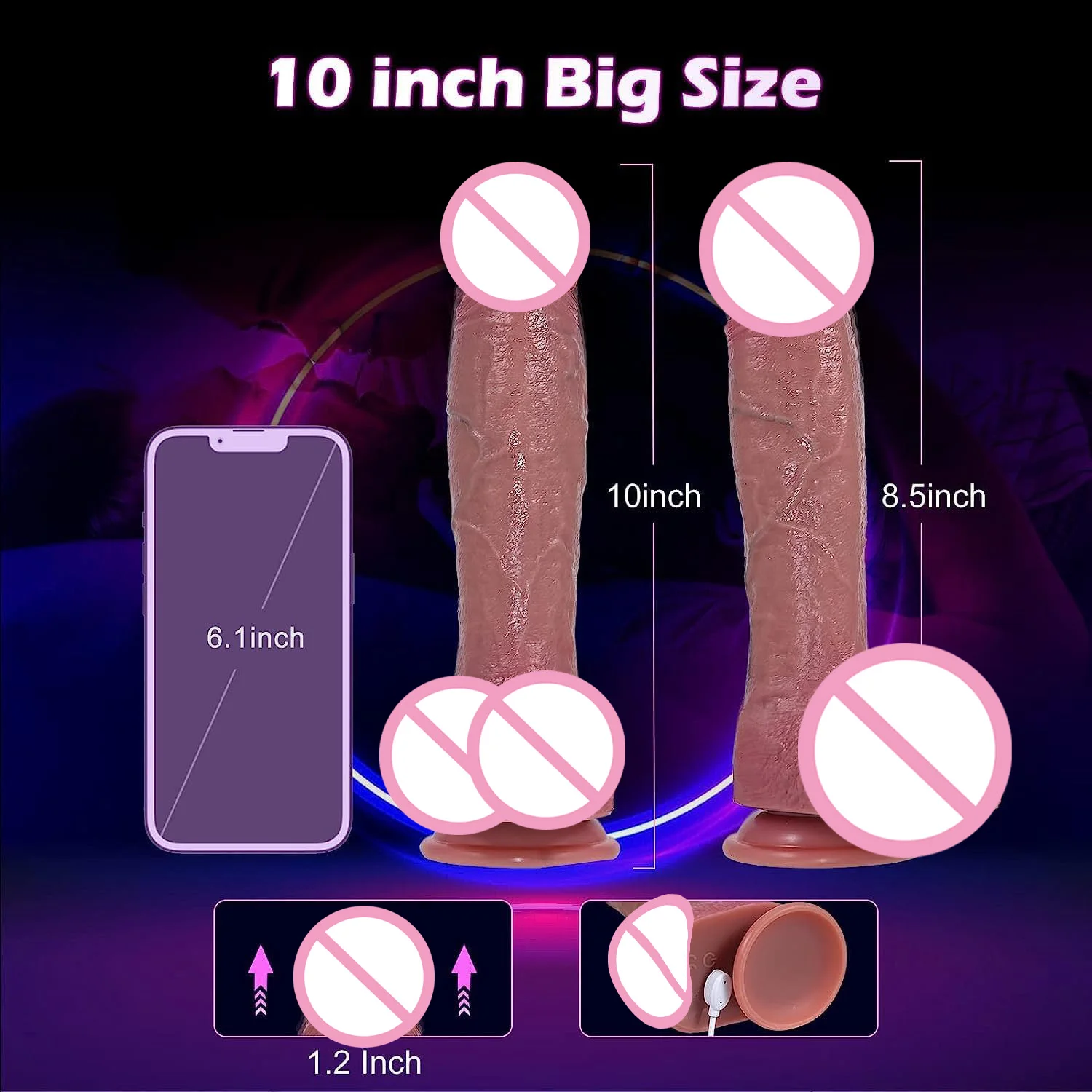 ZFWUN 10" Thrusting Dildo Heating Realistic Dildos Adult Sex Toys Remote Control  Clitoral G Spot Anal Masturbation Sex Toys