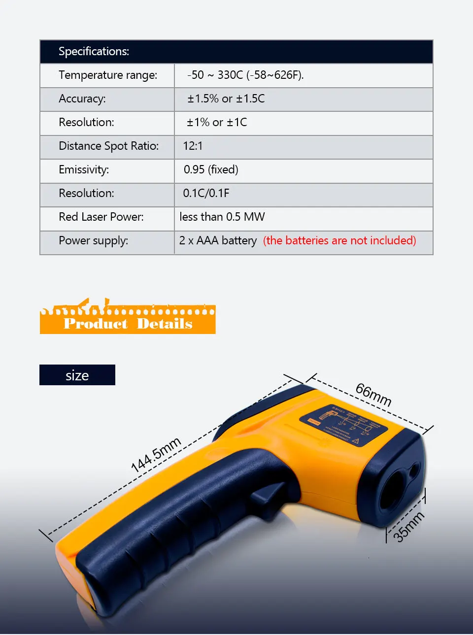 Gm320 Industrial Gm320 Digital Laser Ir Infrared Gun