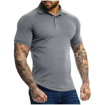 Muscle Fit Polo Shirt Summer 92 Polyester 8 Spandex Breathable Sports Men's Polo Shirts