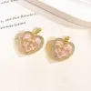 Xl4689 heart-shaped photo holder pendant-gold and pink-openable