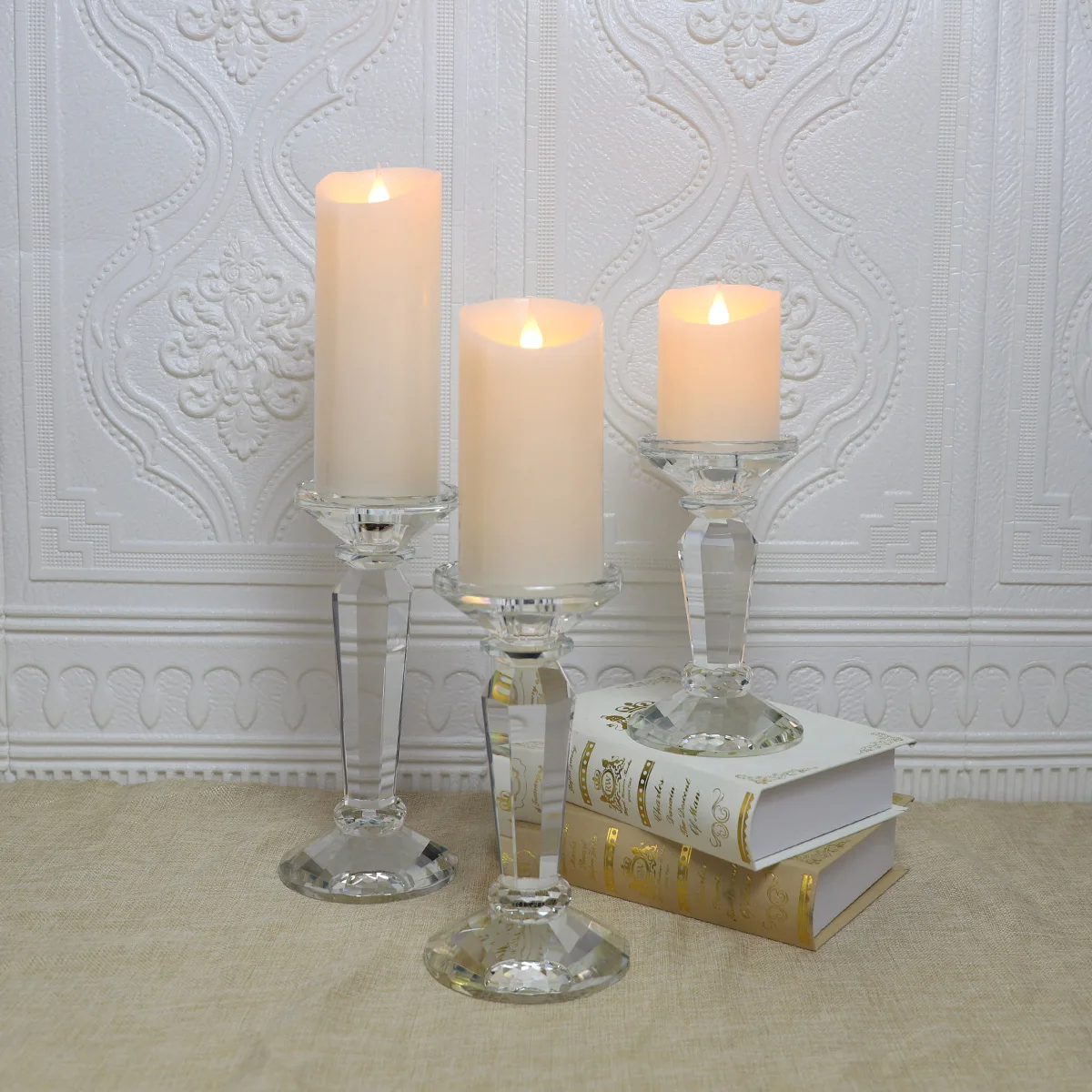 Wholesale home table ornament crystal candle holder for sale supplier