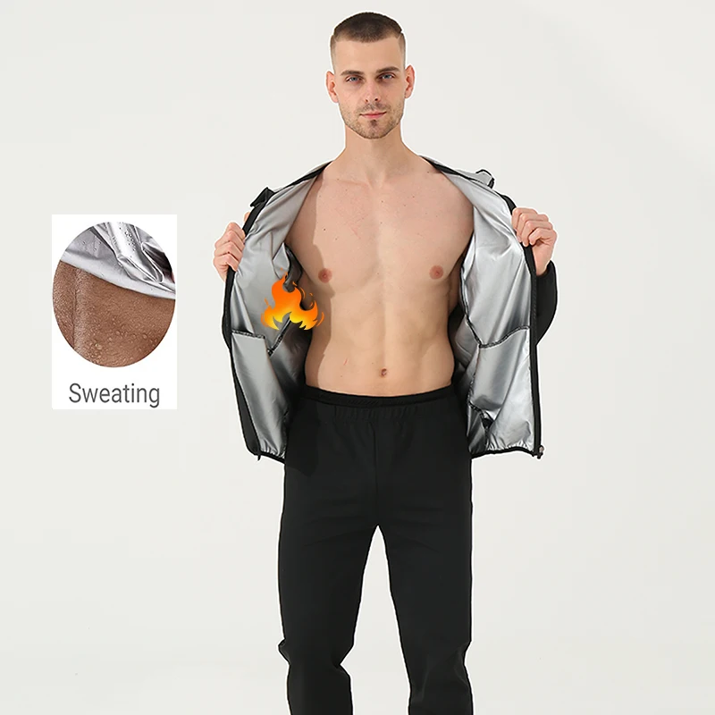 Mens Sauna Suit Weight Loss Gym Fitness Sets Slimming Body Shaper