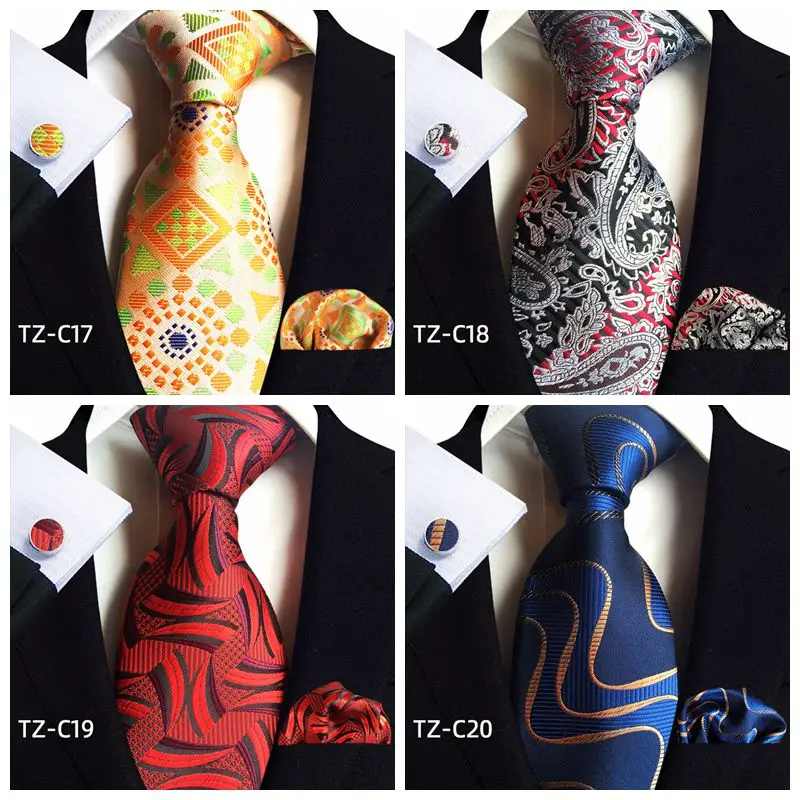 Classic Plaid Navy Blue Luxury Silk Mens Tie Fashion Necktie Chain