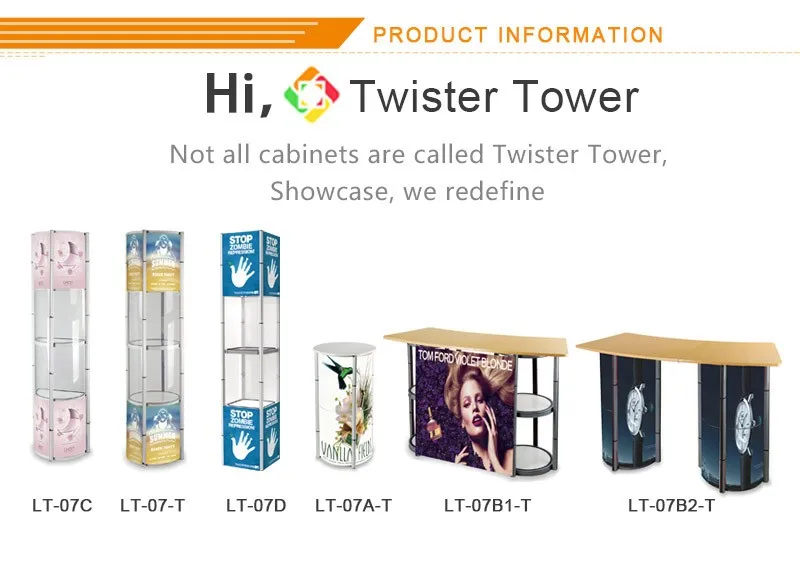 TianLang Floor Free Standing Aluminum Folding Display Booth Exhibition Spiral Tower Display Showcase details