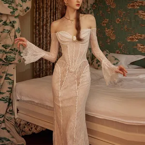 Bettergirl 2025 Summer New Style Elegant Fashion Dress Female Lace High-end Tube Sheath Long Dress