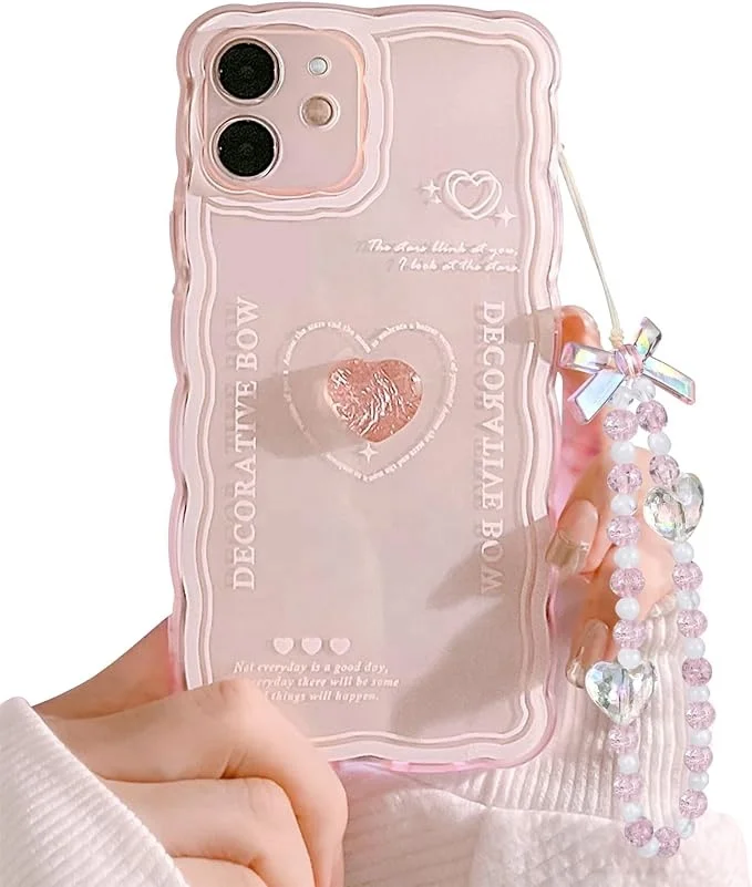 Laudtec Cute 3D Pink Bowknot Slim Clear Aesthetic Design Case for iPhone 15 pro max Camera Lens Protection Phone Cases