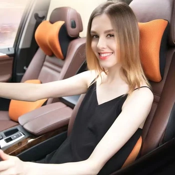 Summer Car Headrest Pillow Adjustable Strap Breathable Removable Cover Ergonomic Soft Travel Cooling Car Neck Support Pillow