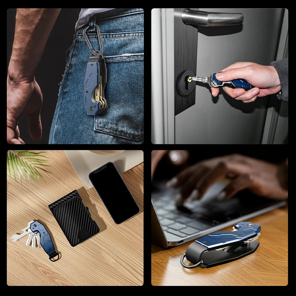 Compact Minimalist Metal Key Chain Holder for Men Secure Hanging Closure for smart Key Organizer for Keychain Management
