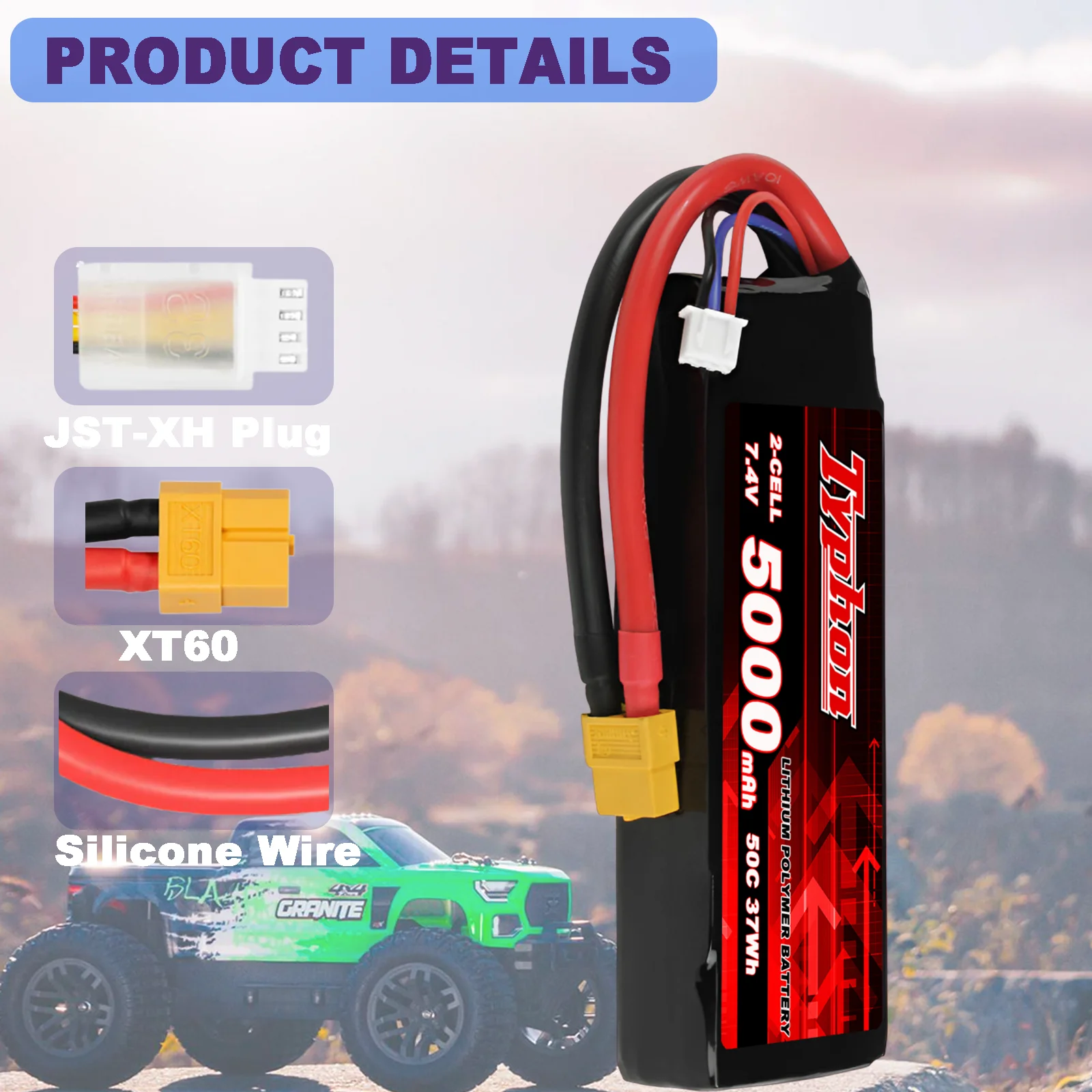 Factory Batterie/cell/bateria/pil/akku 5000mah 7.4v 2s 50c Electric