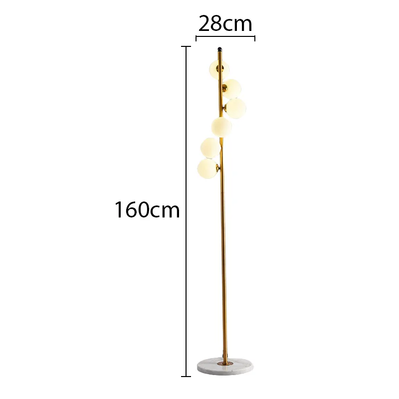 Modern Style Nordic Led Floor Lamp Iron Bedside Night Light White Glass Lampshade Waterproof Hotel Contemporary Design