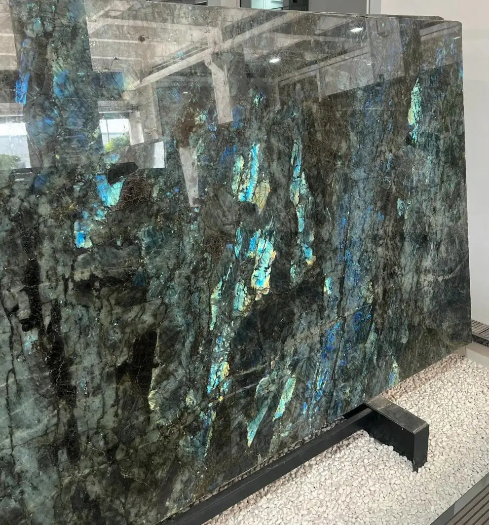 Modern Luxury Natural Blue Marble Slab Table and Interior Wall Beautiful Patterns for Hotels Natural Marble Stone