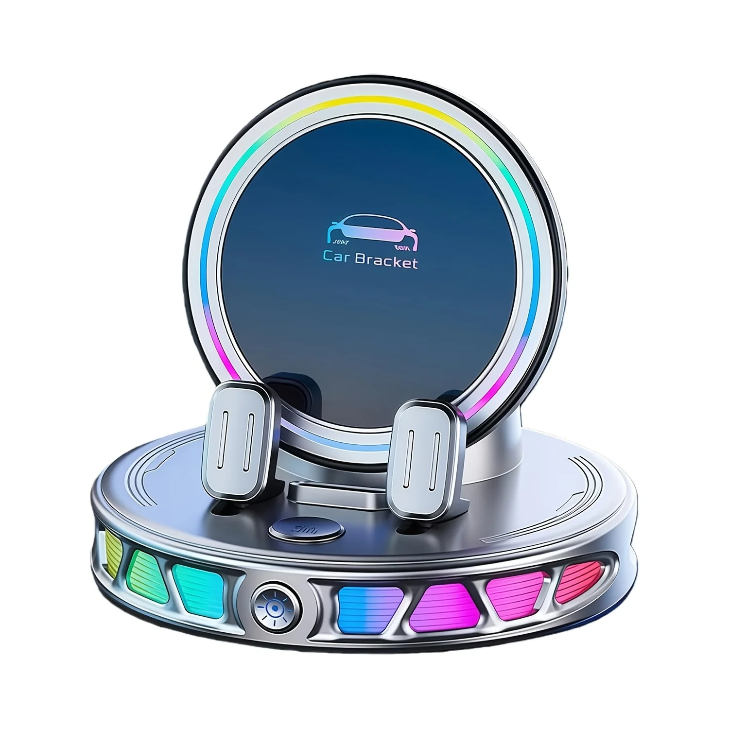 Suction Cup Car Phone Mount (360° Rotation) with LED Light | Gravity-Sensing Auto-Lock Seamless Portrait/Landscape Switching