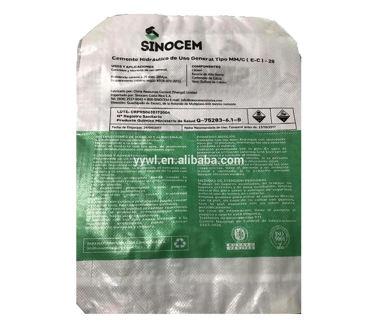 PP Composite Plastic Laminated PP Woven Valve Bags for Chemical Fertilizer and Putty Cement Industrial Use