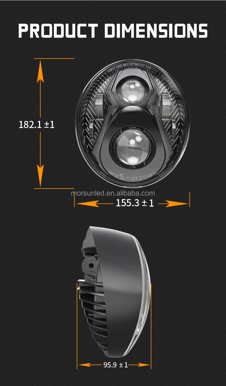 ハーレーダビッドソン用D0T認定LEDヘッドライトブレイクアウト114