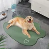 Tapis pour animaux de compagnie en soie glacée - Simple en forme de tête de chien vert foncé