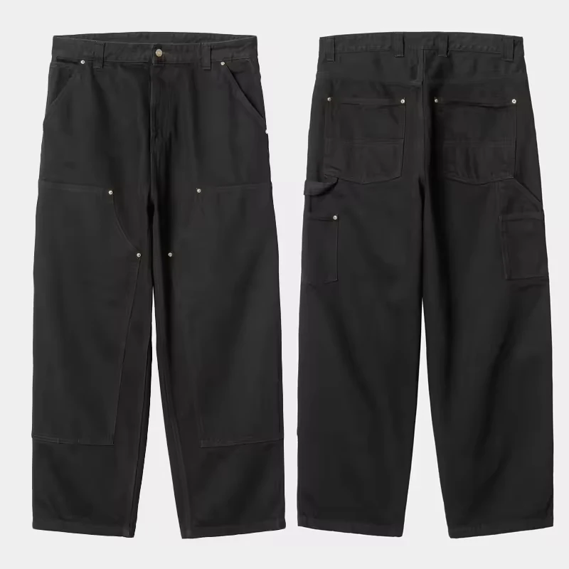 Custom Logo High Waist Loose Fit Work Pants - Denim Stack