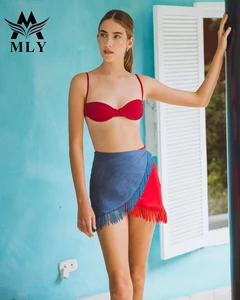 MLY ODM OEM Push up Swim Swimsuit 3 Piece Bikini Set 3 Piece Bathing Suit Swimwear Beach Wear