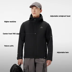 Pelliot Men's Casual Jacket Windproof Water-repellent Outdoor Soft Shell Coat Fleece Lining Mountaineering Hiking Hooded Jacket