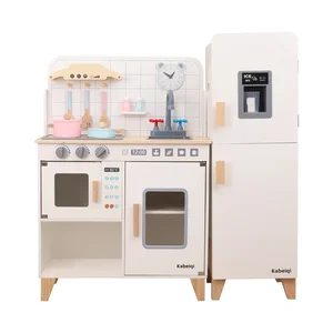 Best-Selling Children's Wooden Simulation Sound and Light Refrigerator New Kitchen Toy  Manufacturer Direct Sale for Boys Girls