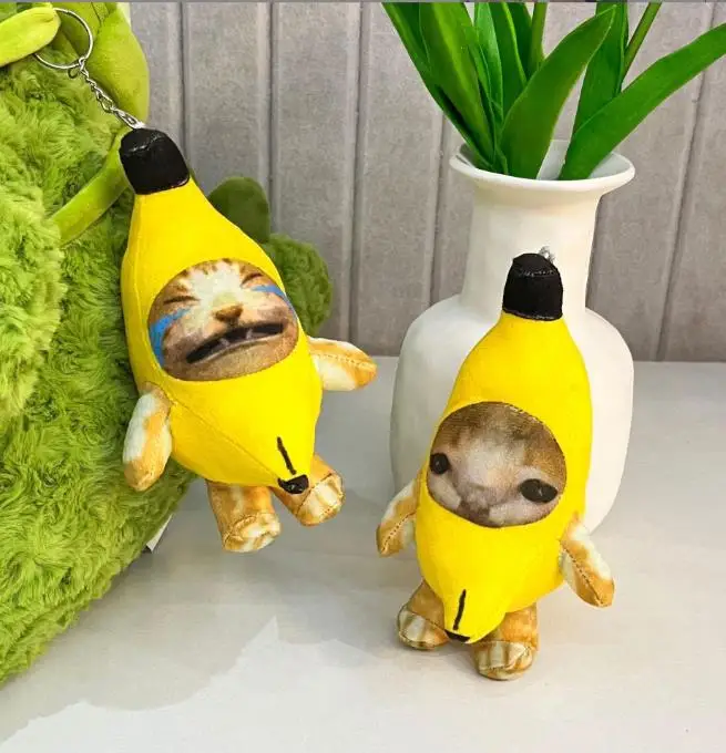 Cute Banana Cat Meme Plush Plush Keychain Stuffed Crying Banana Cat ...