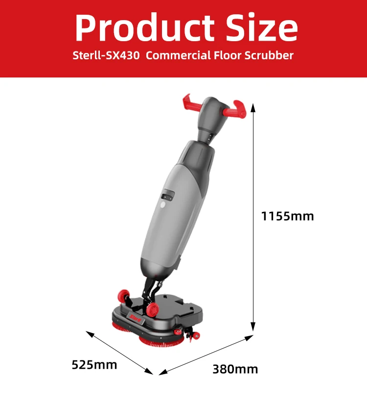 Popular Mini Floor Scrubber Folding Dualbrush Floor Scrubber Floor