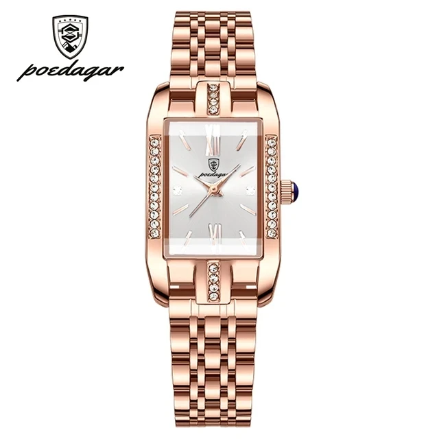 POEDAGAR 365 High Quality Diamond Watch Top Brand Fashion Business Rectangle Waterproof aperçu 9