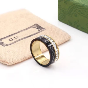 Designer Brand Zircon Ring, 18K Gold, Classic Style, Engagement Gift Ring, Stainless Steel, Natural Gemstone.