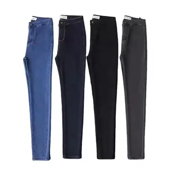 New all-match women's high-waist pencil pants can be worn in all seasons Washable trendy stretch slim-fitting skinny jeans