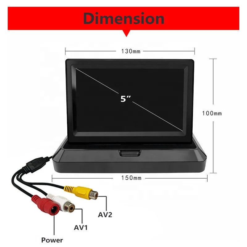 IPoster 5" Touch Screen Foldable Car Rear View Monitor for 12V Car