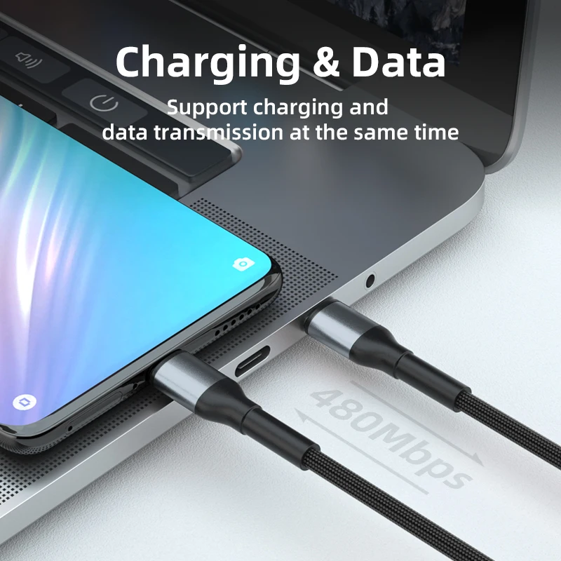Nylon Braided 3A USB C to Type C PD 60W Fast Charging Cable High Quality PD Charger Data Cord 20V 3A Charging Line Support OEM