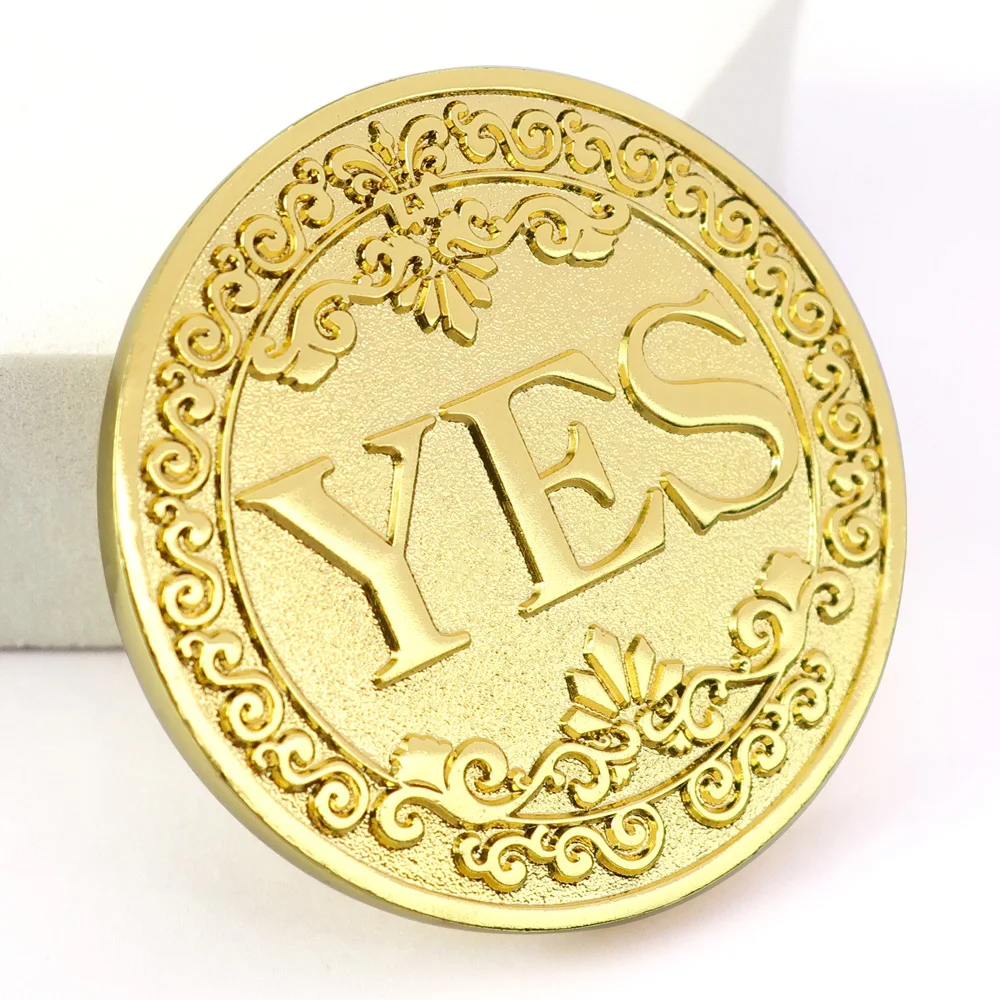 Yes No Decision Maker Custom logo Engraved Good Luck Decision Game Flip Yes No Challenge Coin