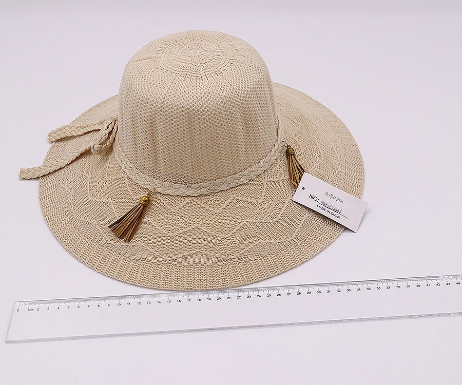 Summer outdoor holiday hat handmade beach crochet fishing hat travel straw knitted hat