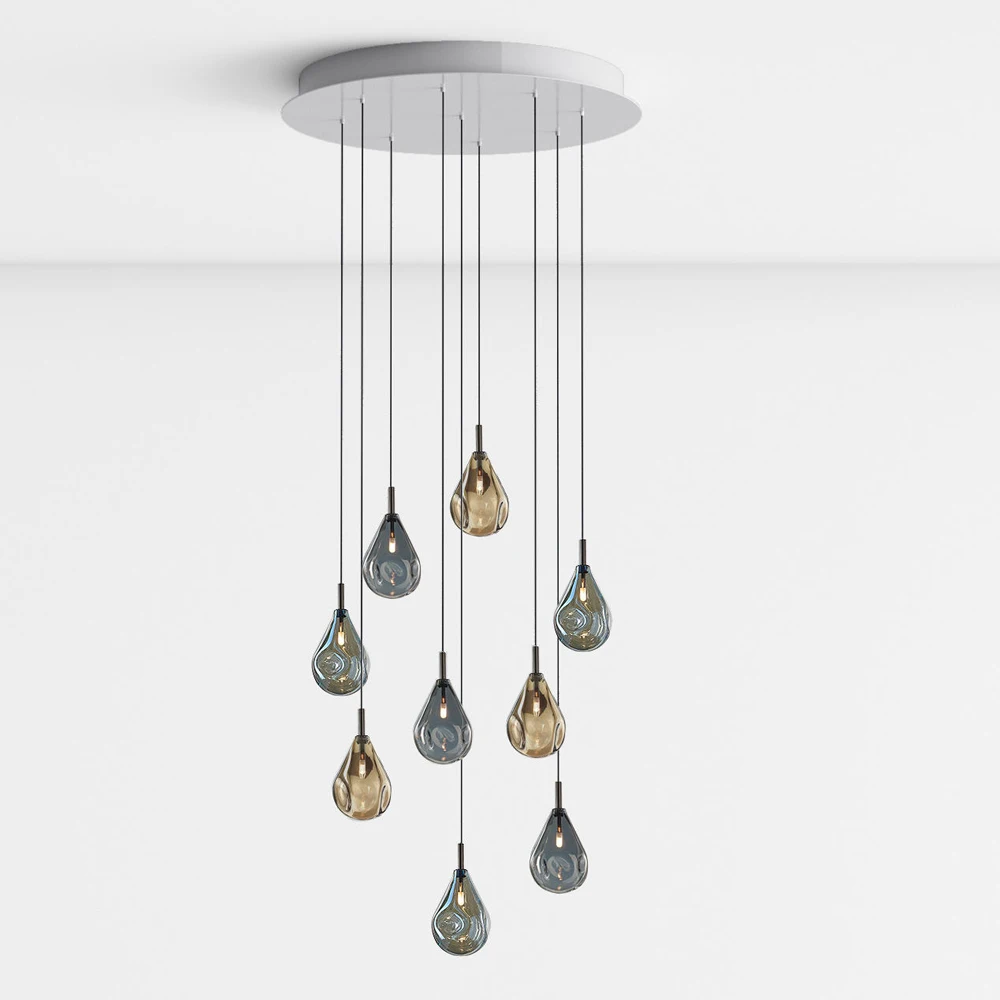 Modern Design Spiral Staircase Square Round Rectangle Chandelier Hanging Warm/white Pendant Lamp For Villa stairs Staircase