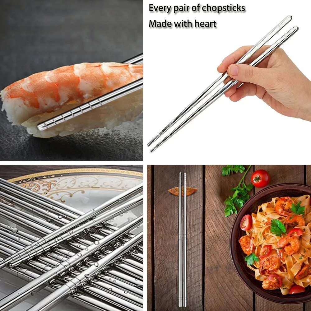 Korean Style Reusable Metal Chopsticks 304 Stainless Steel Dishwasher Safe Chopsticks