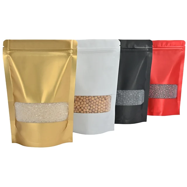 Hot selling custom printed compostable resealable stand up pouches stand pouch with viewing display window zipper bag