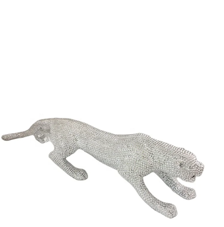 Custom Handmade Modern Abstract Gold Panther Resin Leopard Statue Decor Gifts Crafts Ornament
