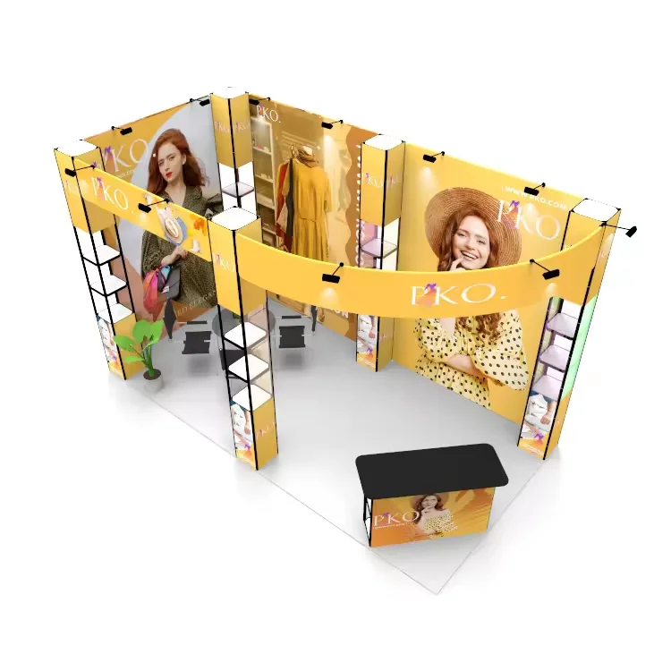 Aluminum Portable Display Acrylic Showcases Storage Cabinet Backlit Counter Twister Tower Collapsible Booth Exhibition Design