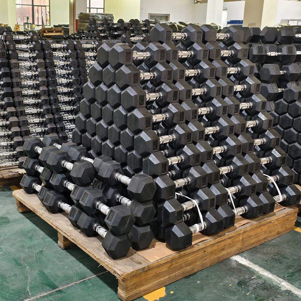 Selling Rubber Coated Dumbbell Free Weights Gym Hex Dumbbells for Gym product detail 2