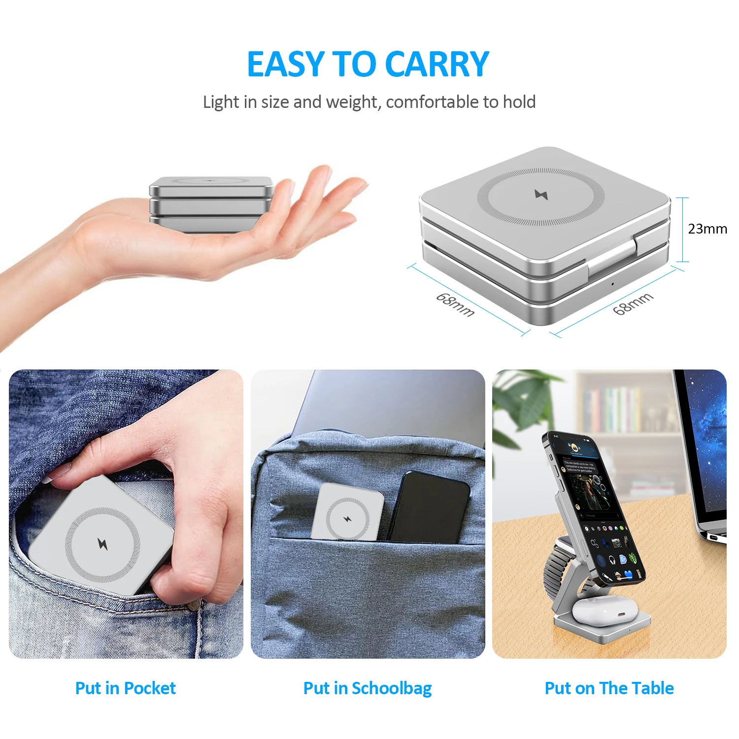 Magnetic Foldable Wireless Charger 3 in 1 Folding Wireless Charging for iPhone 1716/15/14/13/ Pro Max Fast Charging Dock Station - Image 6