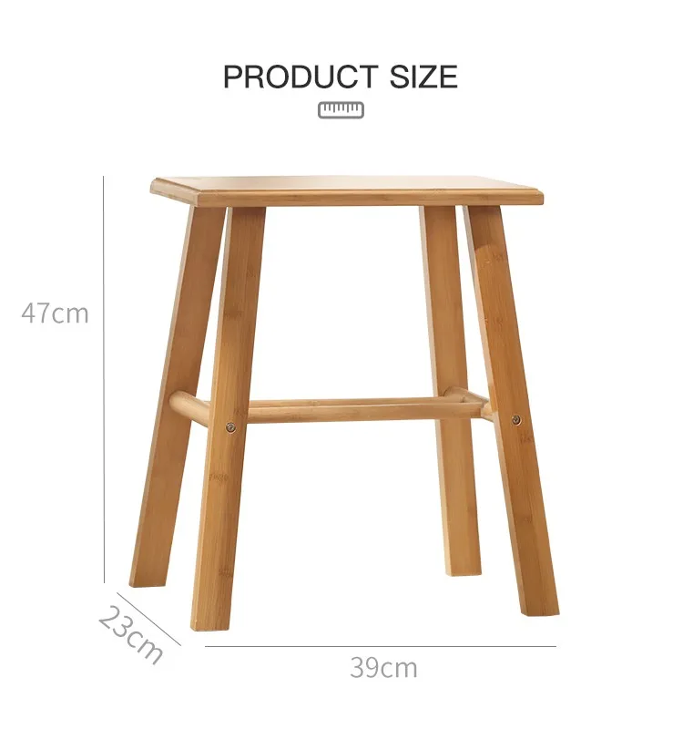 Детский стул из бамбука, маленький квадратный стул из твердой древесины, скамейка для отдыха