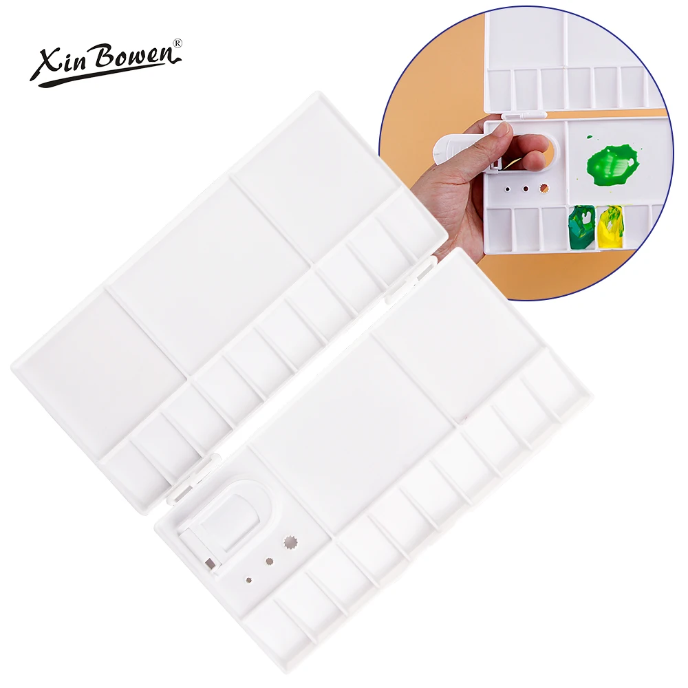 Milisten Folding Watercolor Palette Box | 33 Compartments, Thumbhole & Brush Holders, Portable For Artists