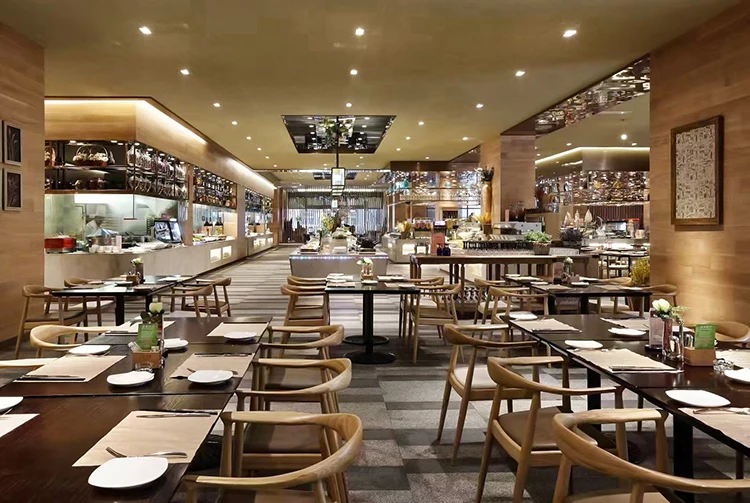 Wholesale fast food restaurant furniture modern wooden dining room chairs luxury chinese custom furniture project design