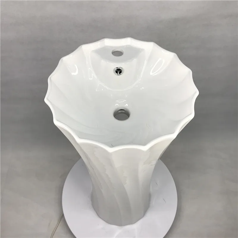 New Design Pedestal Sink Modern Hotel Sanitary Ware Bathroom Ceramic Round Hand Wash Basin Ceramic Pedestal Basin